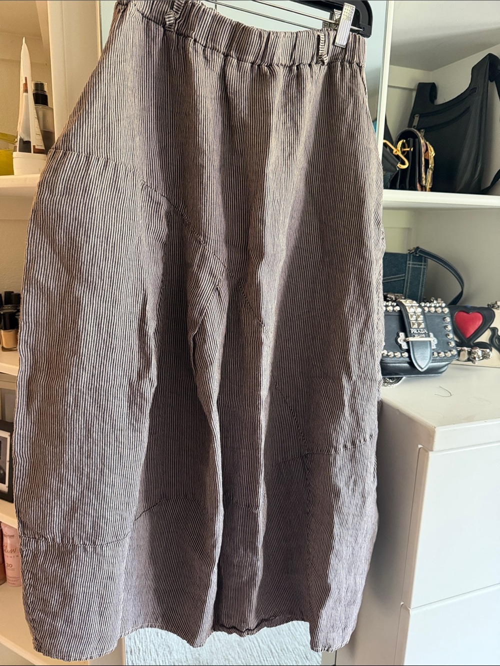 Italian Linen midi skirt with pockets S/M